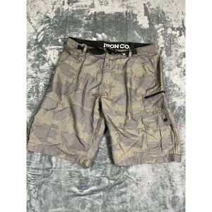 Mens Camo Iron Co Cargo Shorts 36 W/belt EUC